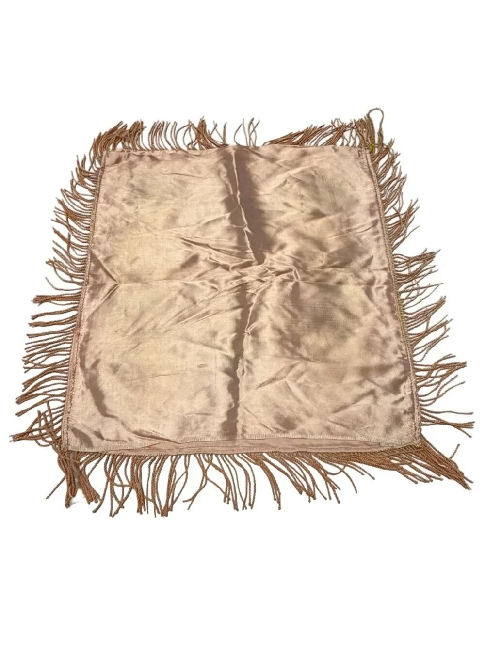 Vintage Pink Champagne Satin Sister Poem Pillow Cover Fringed Roses 16